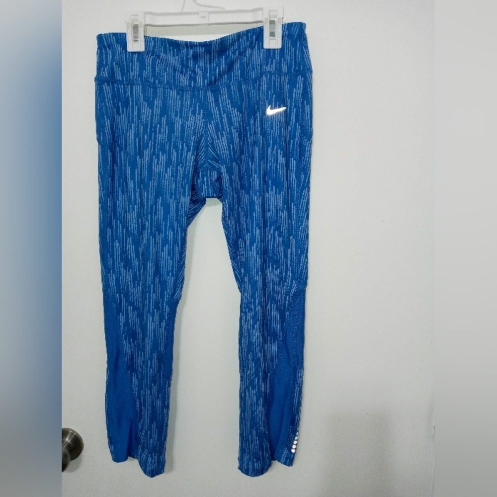 Nike Running Dri Fit 2 Tone Blue Athletic Yoga Running Leggings Reflective logo